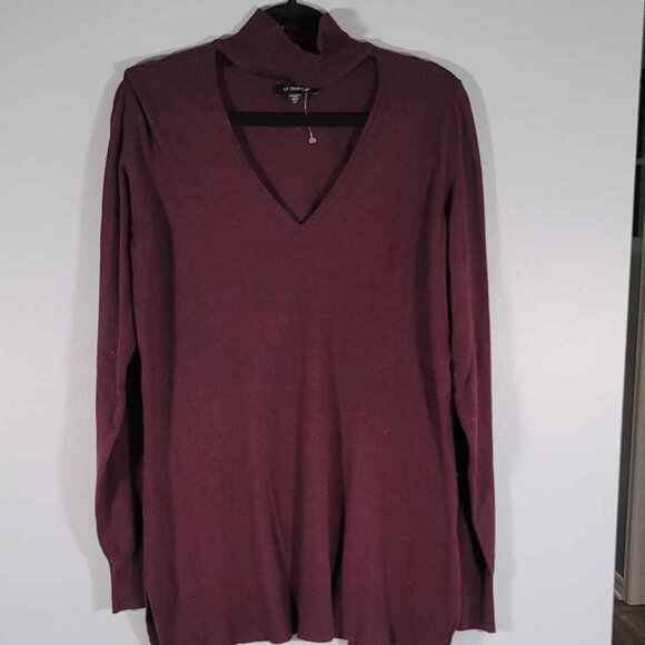 Le Chateau burgundy sweater with v neck cut out. EUC - Picture 1 of 7